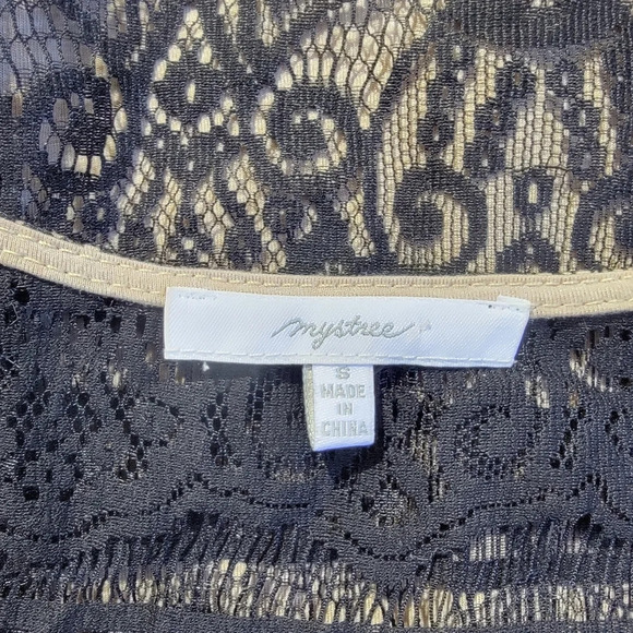 Mystree Sleeveless Dress Black Lace Crochet Tulle Hem Cocktail Party Date Sz S - Picture 5 of 8